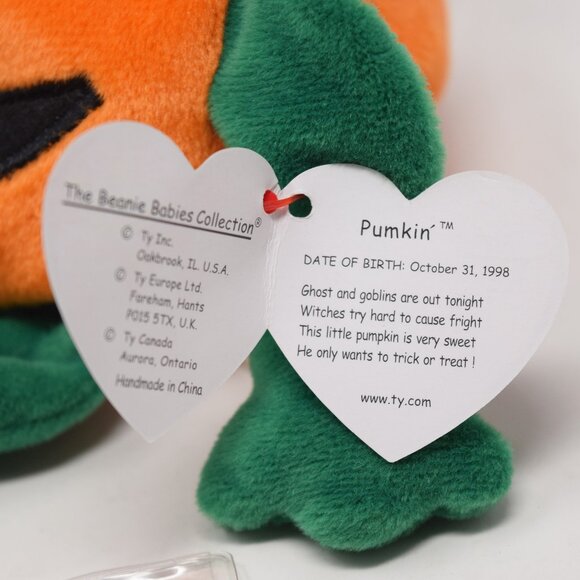 2 Ty 2001 Haunt 1998 Pumkin Beanie Baby Halloween Bear Pumpkin Stuffed Animal - Picture 16 of 16